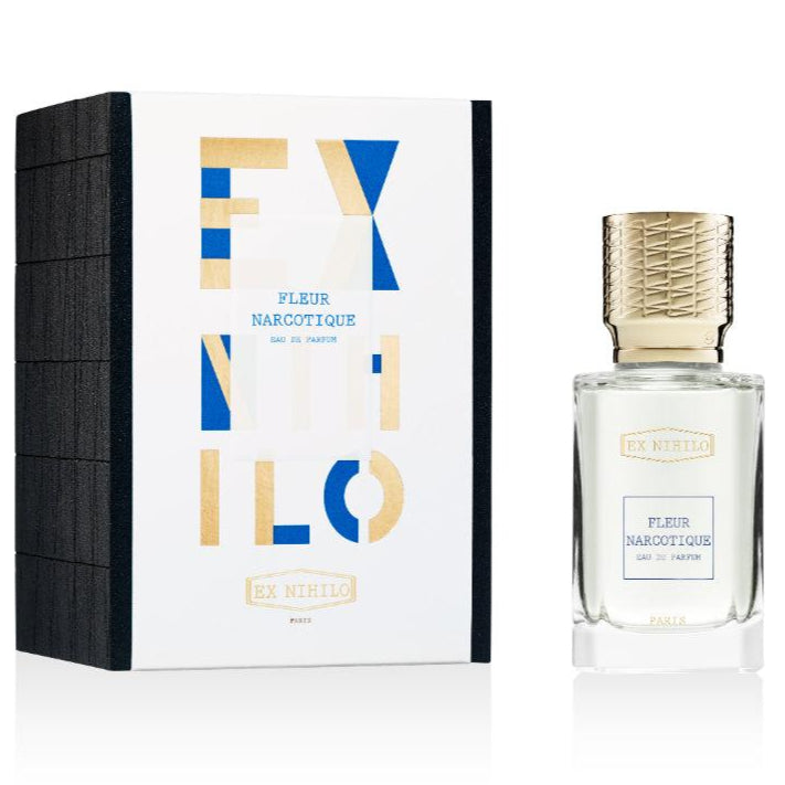 Perfume bottle and packaging with 'EXHILLO' branding on a white background