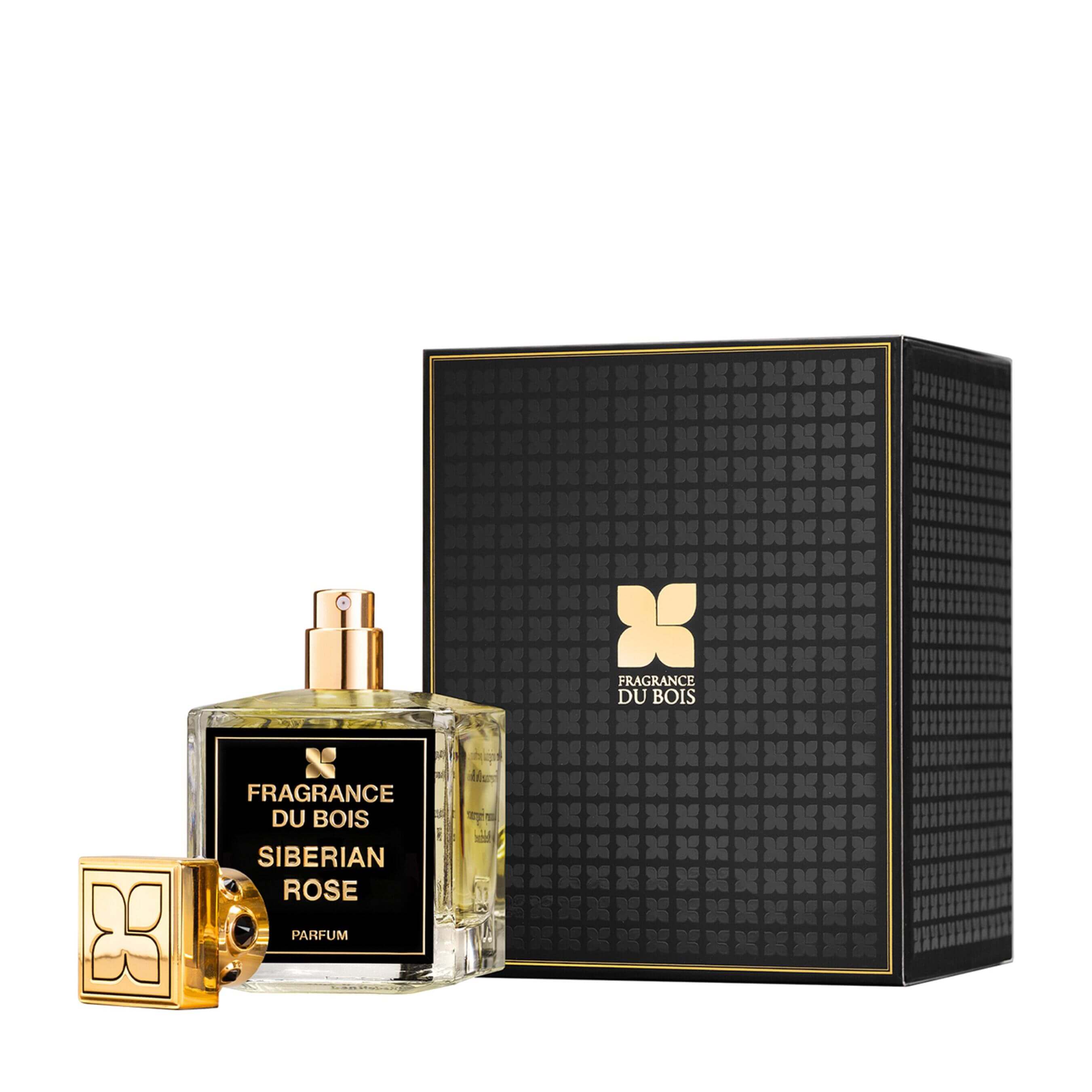 Fragrance Du Bois Siberian Rose perfume bottle and packaging on a white background