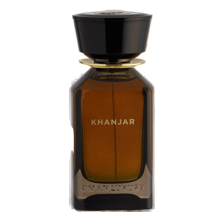 Perfume bottle labeled 'Khanjar' by Oman Luxury on a white background