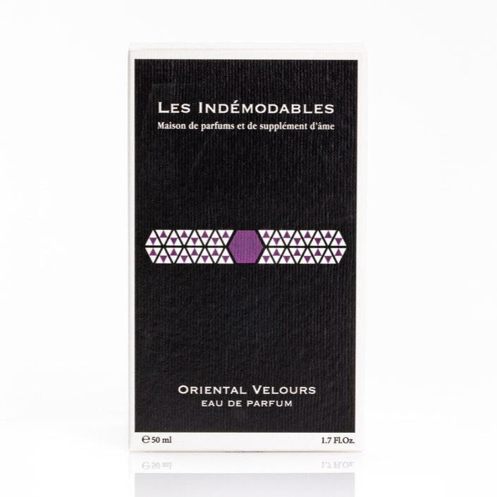 Black packaging of 'Les Indémodables' Oriental Velours Eau de Parfum on a white background