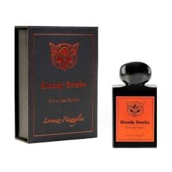 Black and red perfume bottle with packaging on a white background