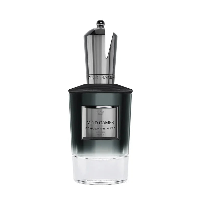 Perfume bottle labeled 'Mind Games' on a white background