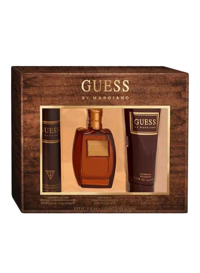 Guess by Marciano perfume set in a wooden box on a white background