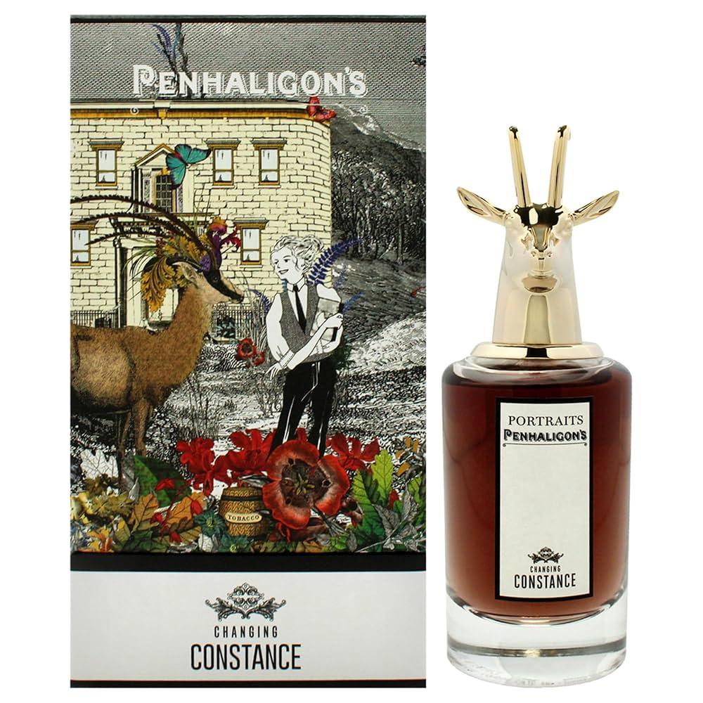 Penhaligon's Portraits Constance perfume bottle with packaging featuring a deer and a man.