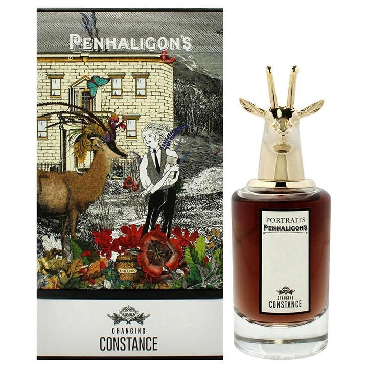 Penhaligon's Portraits Constance perfume bottle with packaging featuring a deer and a man.