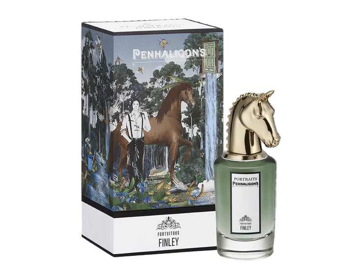 Penhaligon's Portraits Firley perfume bottle and packaging on a gray background