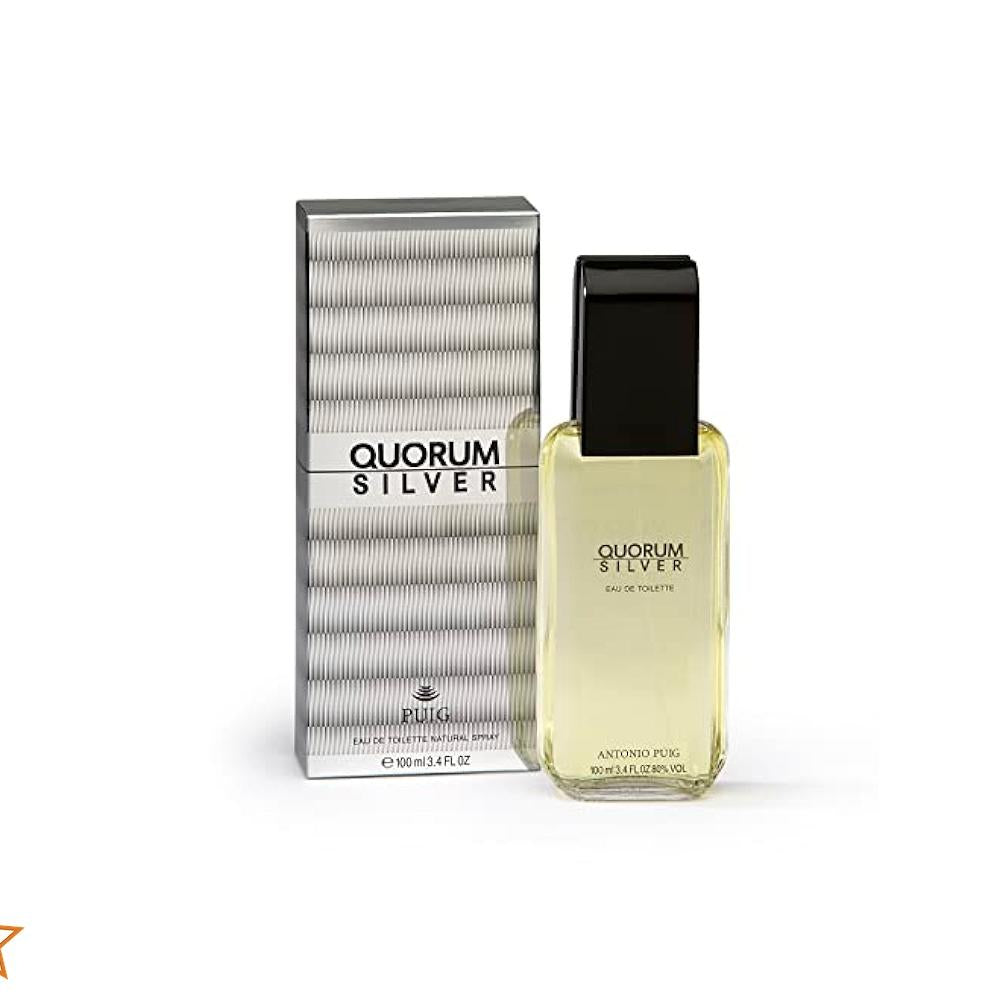 Puig Quorum Silver Eau De Toilette 100ml for Men – Fresh Woody & Spicy Masculine Scent