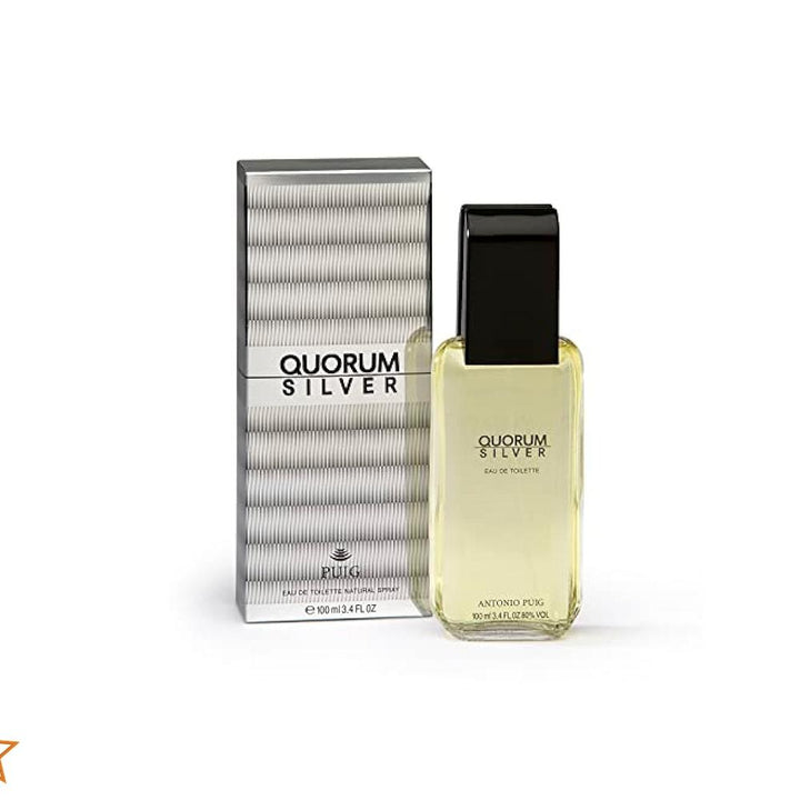 Puig Quorum Silver Eau De Toilette 100ml for Men – Fresh Woody & Spicy Masculine Scent