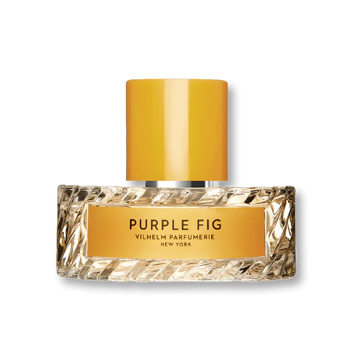 Perfume bottle labeled 'Purple Fig' by Vilhelm Parfumerie on a white background