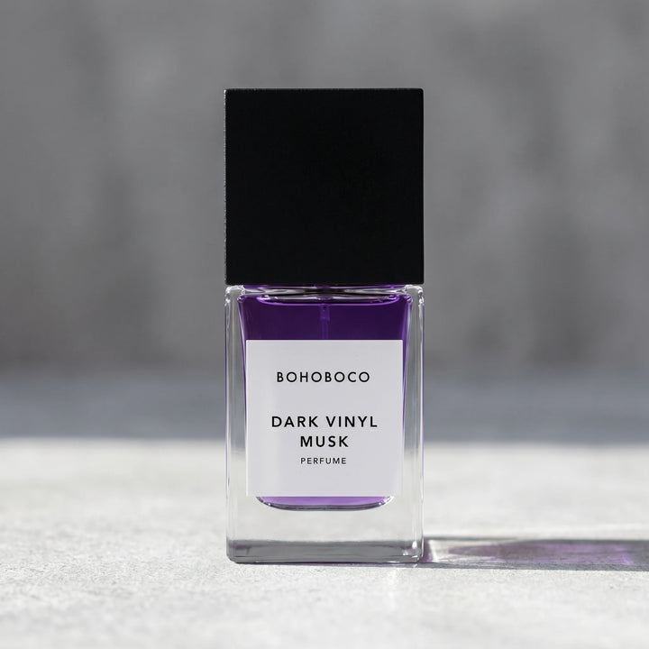 Bohoboco Dark Vinyl Musk Extrait de Parfum 50ml - Perfume box with bottle.