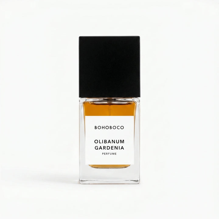 Bohoboco Olibanum Gardenia Extrait de Parfum 50ml - Perfume box with bottle.
