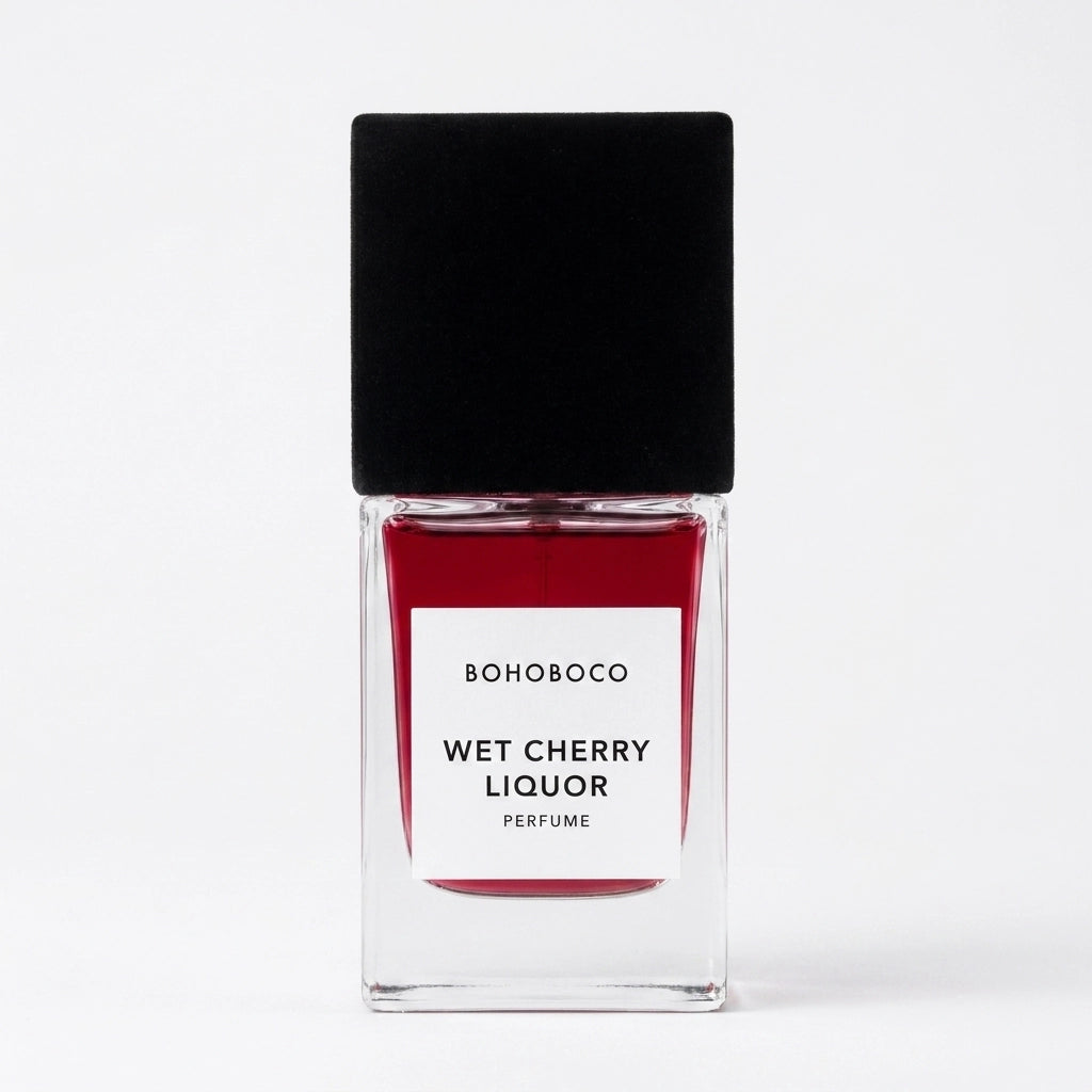 Bohoboco Wet Cherry Liquor Extrait de Parfum 50ml - Perfume box with bottle.