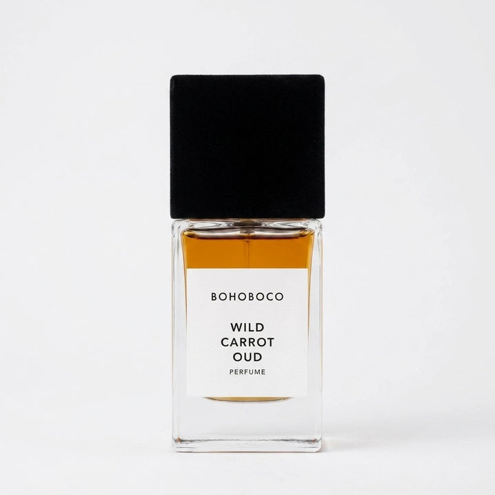 Bohoboco Wild Carrot Oud Extrait de Parfum 50ml - Perfume box with bottle.