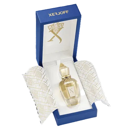 Perfume bottle with Xerjoff packaging on a white background